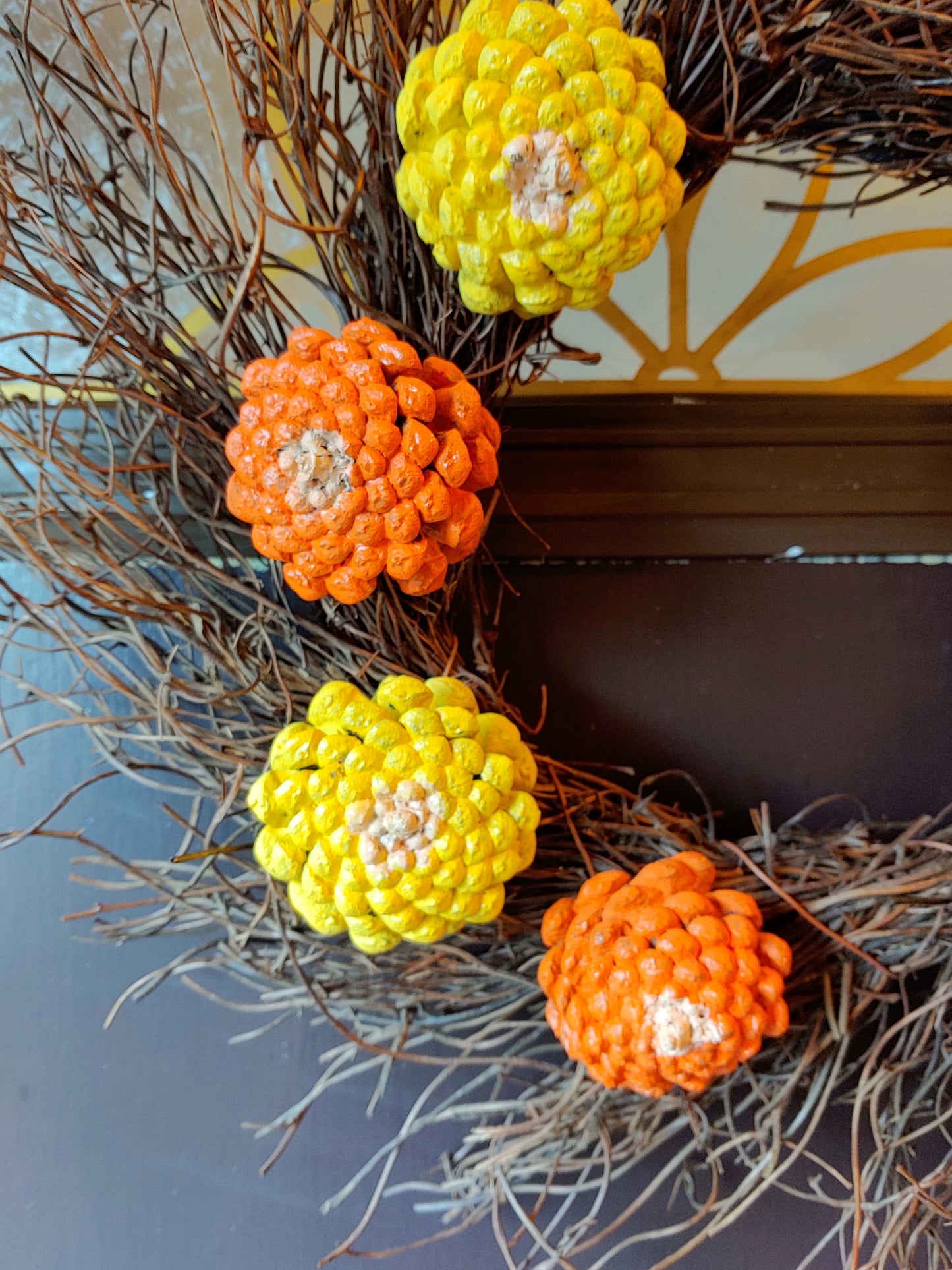 Strawflower Zinnia Pinecone Wreath