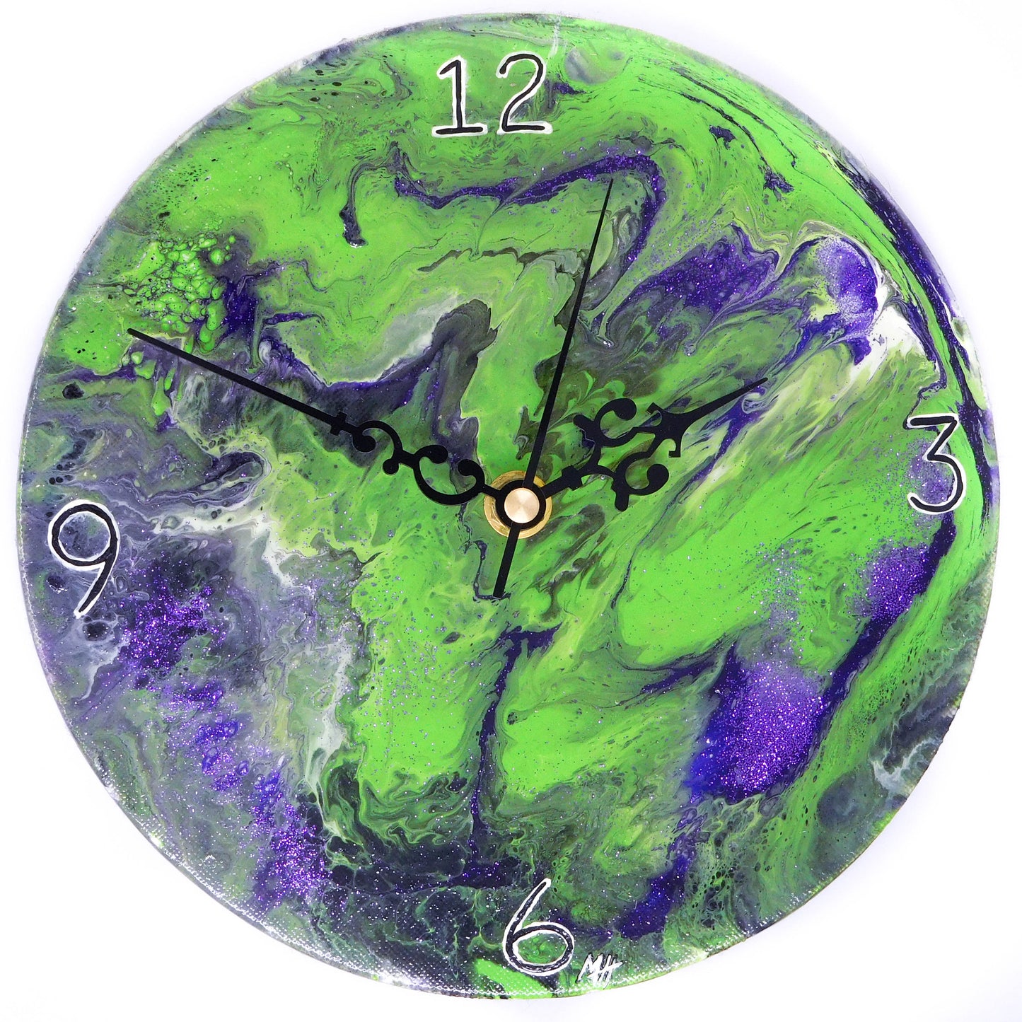 Acrylic Pour Clock, Vase and Canvas