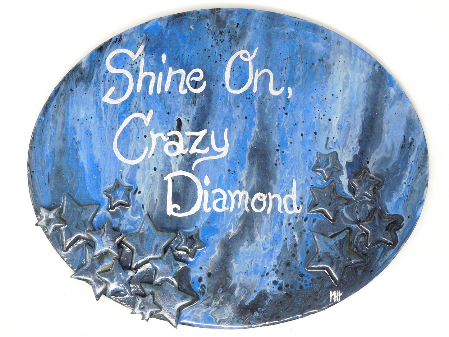 Shine On - 3D acrylic pour on an 8x10 oval canvas board