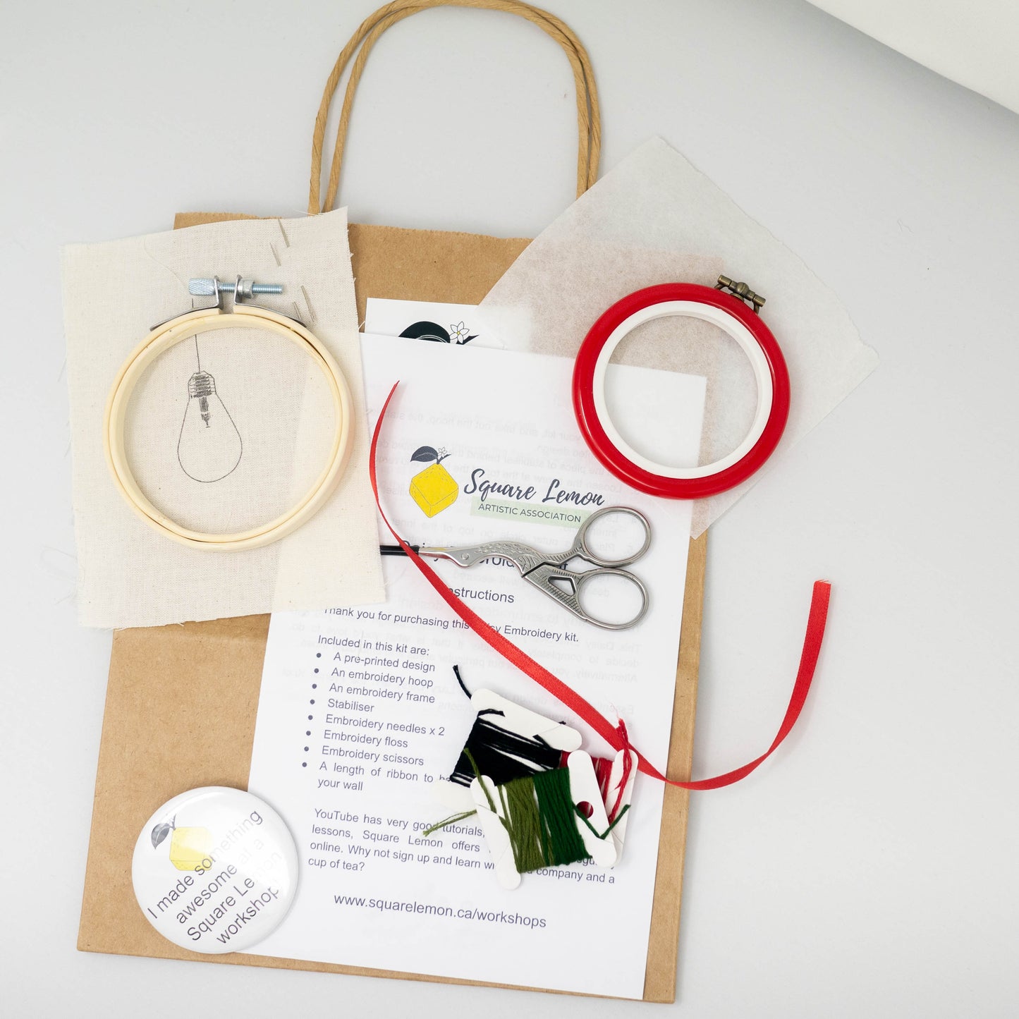 4" Hoop Embroidery Kit with 3" Hanging Frame