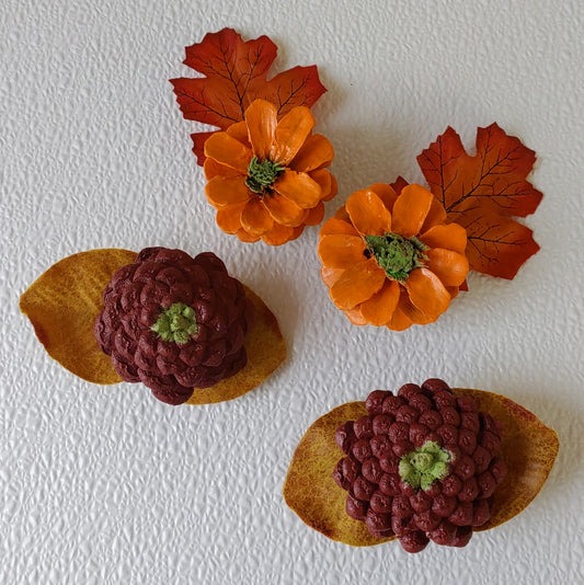 Autumnal Daisy / Zinnia Magnets (Set of 2) 