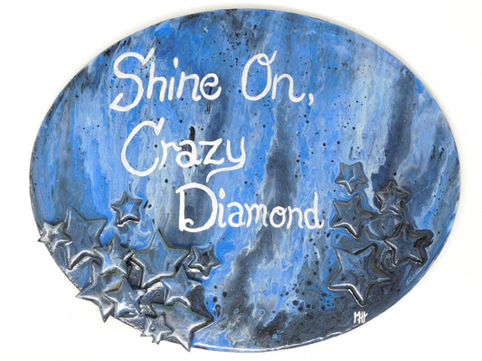 Shine On - 3D acrylic pour on an 8x10 oval canvas board