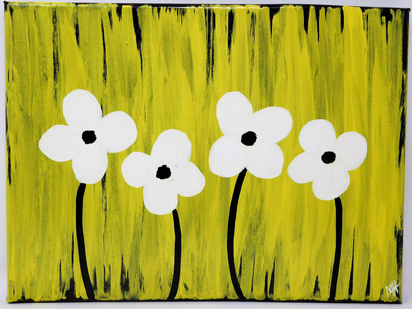 Simple Daisies - Set of 4, 9x12 canvases