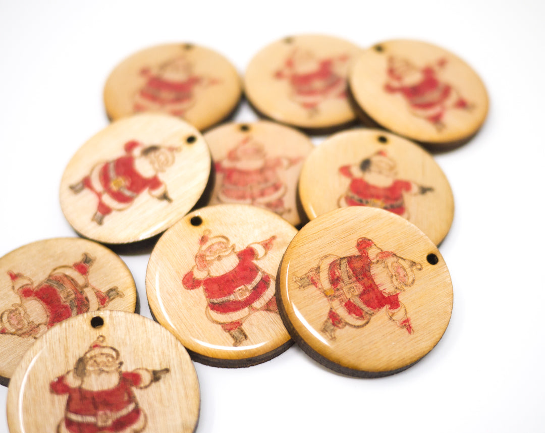 Laser-Cut Wooden Resin Santa Christmas Ornament