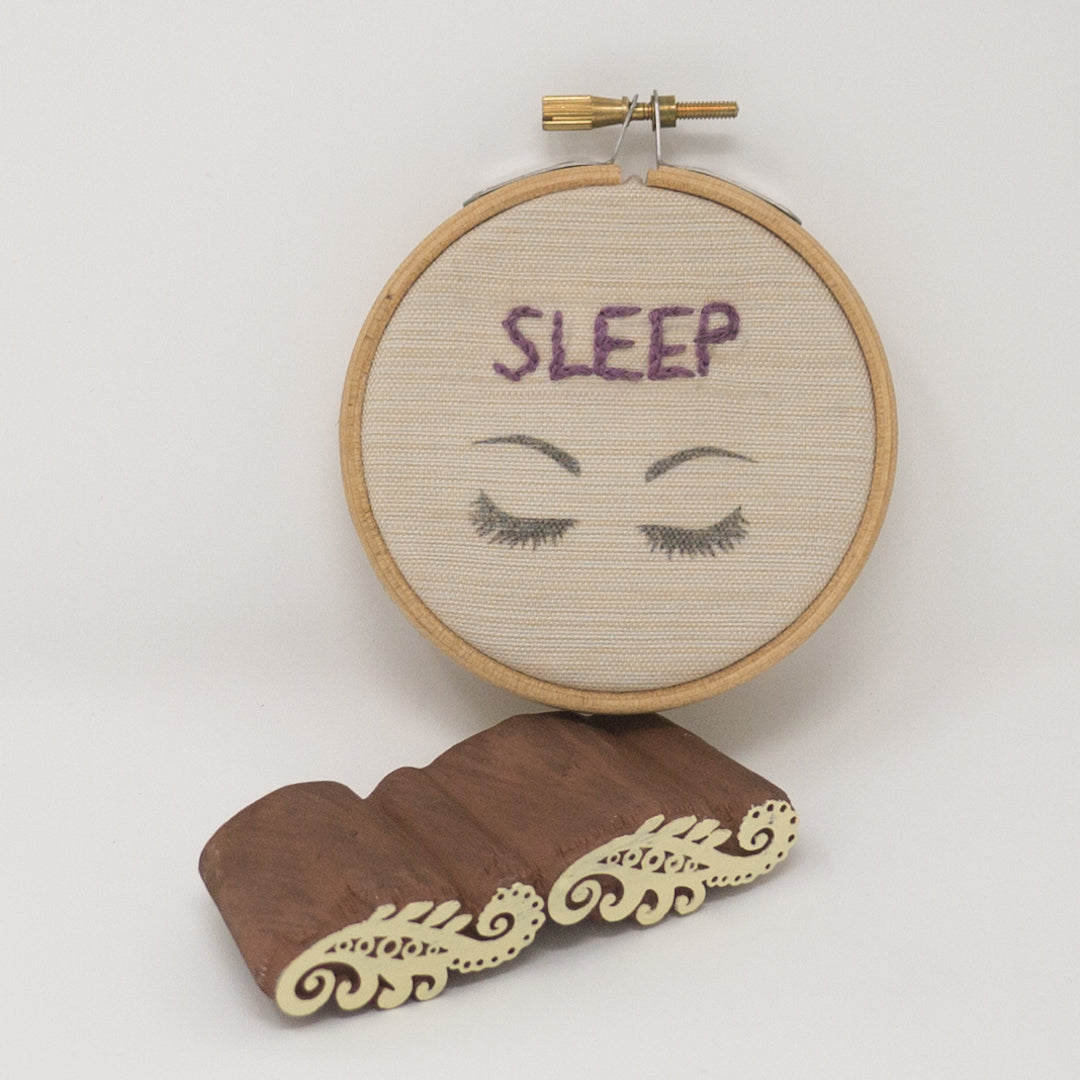 Sleep and eyes printed on cotton