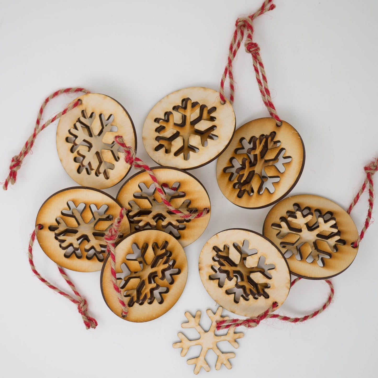 3D Laser Cut Wooden Christmas Snowflake Ornament