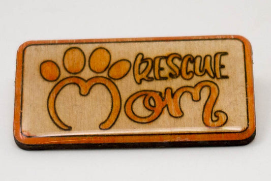 Laser-Engraved, Watercolour, Resin-Coated Rescue Mom Badge