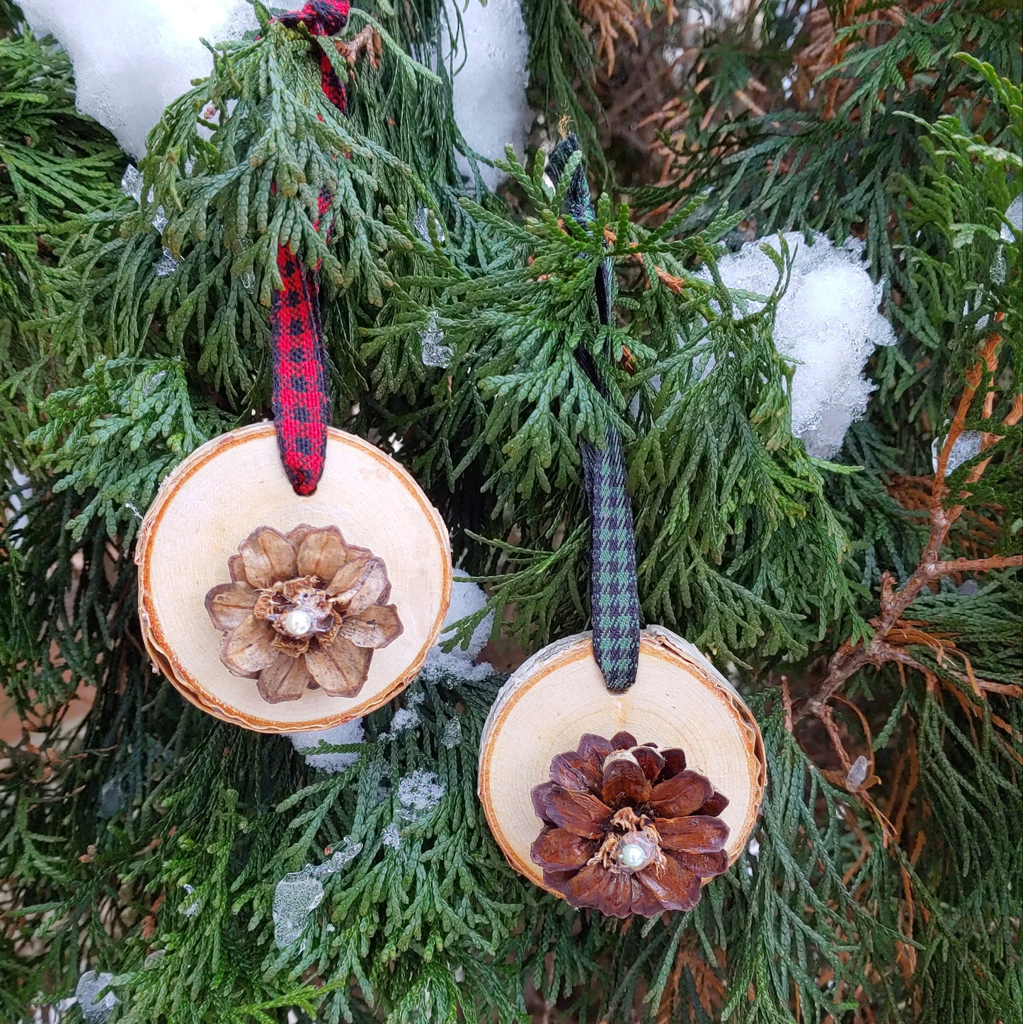 Pinecone Flower Birch Ornament